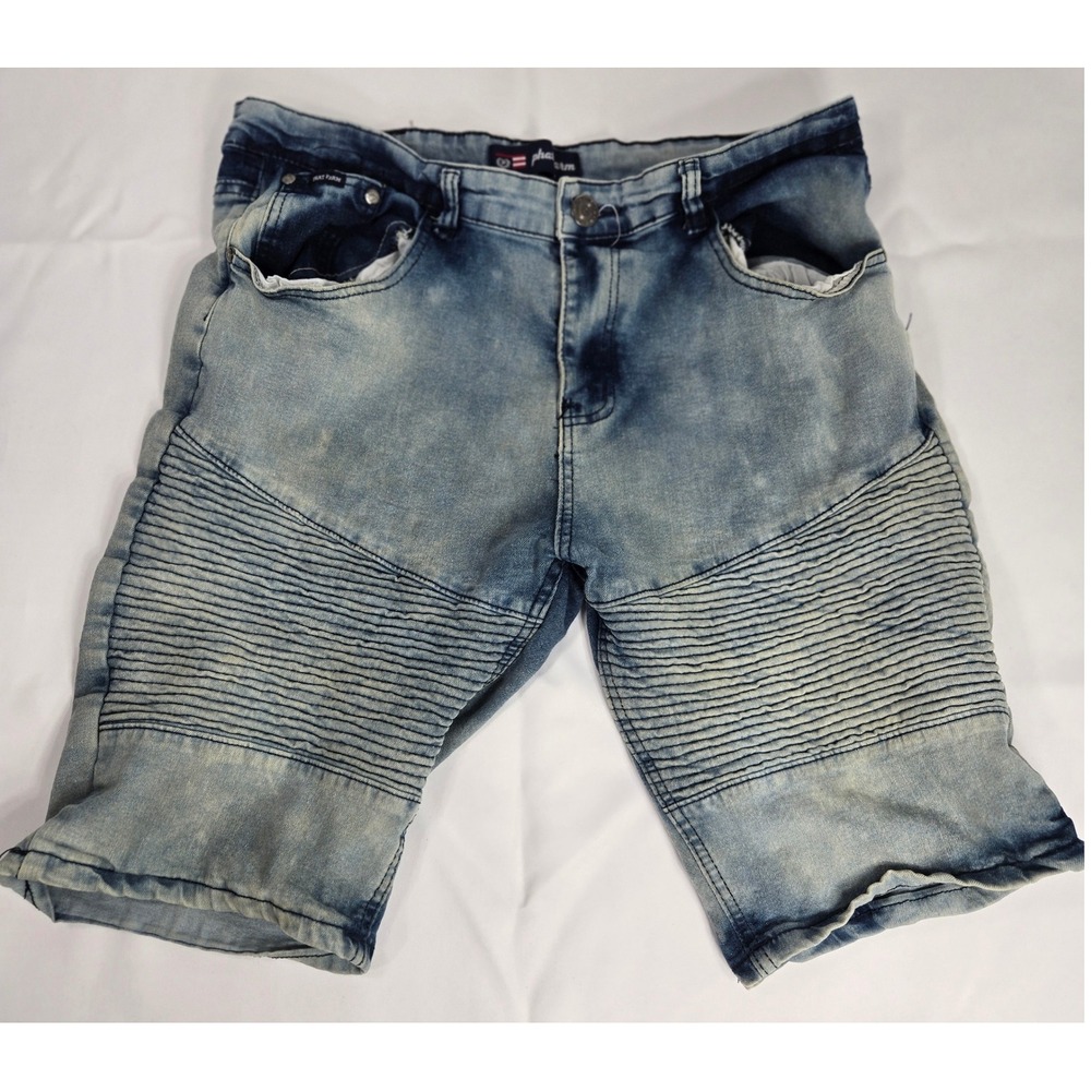 Phat Farm Denim Shorts Stretch Distressed Blue Jean Shorts Tag 36 (33) Y2K Urban